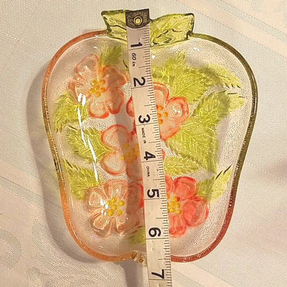 Vintage Glass Handpainted Floral Candy Dish Pink Green Purple - Picture 5 of 7